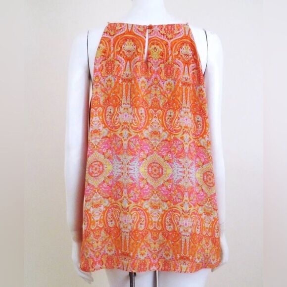 Violet + Claire Size L Orange Paisley Scoop Neck Polyester Sleeveless Cami Tank - Picture 4 of 7